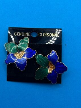 Blue Flower Cloisonné earrings